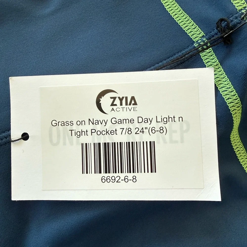 NWT Grass on Navy Game Day Light n Tight Pocket 7/8 24" Leggings Size 6-8 - Picture 4 of 5